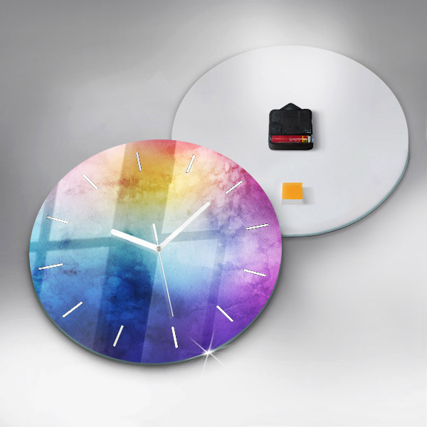 Round glass clock Colored Spots