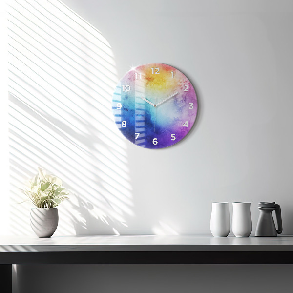 Round glass clock Colored Spots