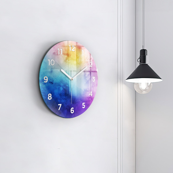 Round glass clock Colored Spots