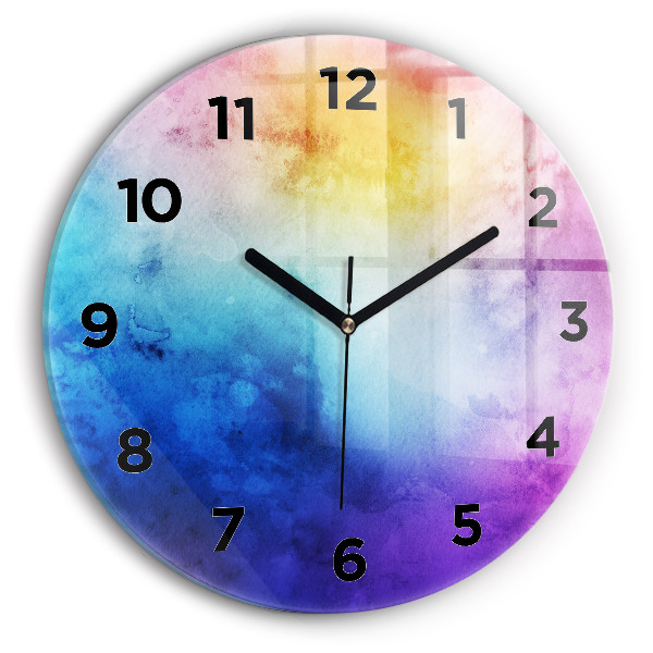 Round glass clock Colored Spots