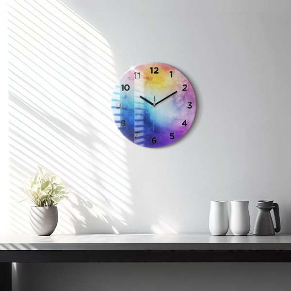 Round glass clock Colored Spots