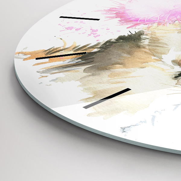 Round glass clock Forest deer
