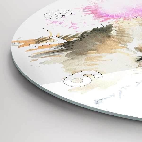 Round glass clock Forest deer