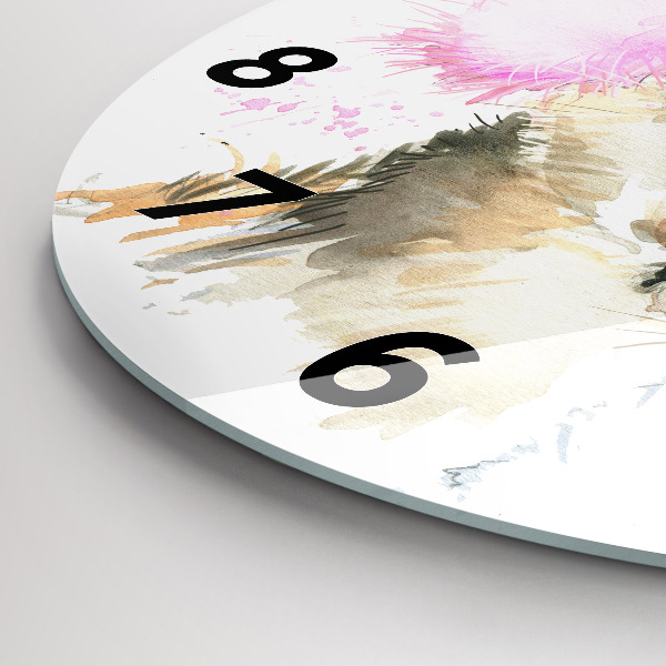 Round glass clock Forest deer