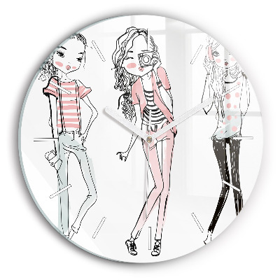 Round glass clock 'Women''s fashion'