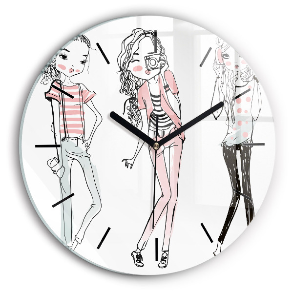 Round glass clock 'Women''s fashion'