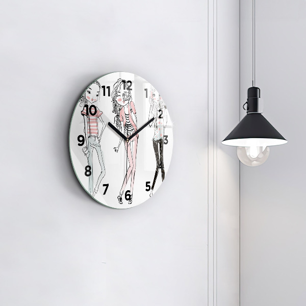 Round glass clock 'Women''s fashion'
