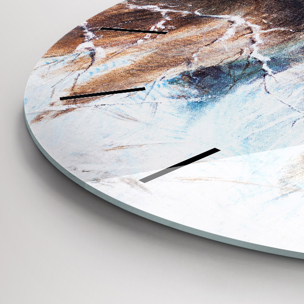 Round glass clock Wolves in the forest