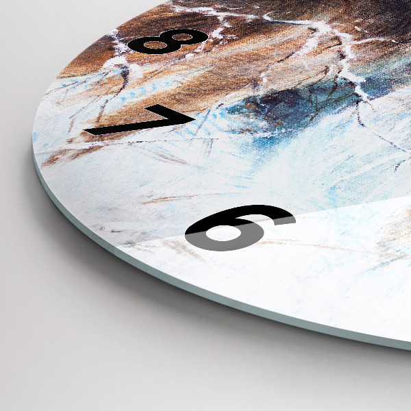 Round glass clock Wolves in the forest