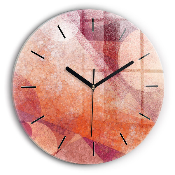 Round glass clock Geometric abstraction