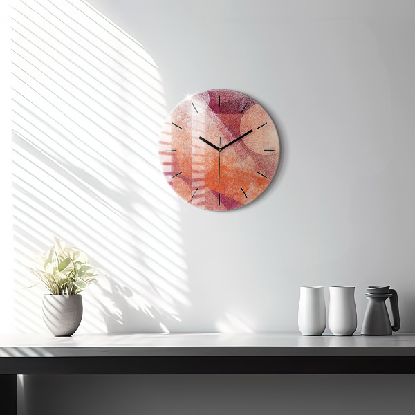 Round glass clock Geometric abstraction