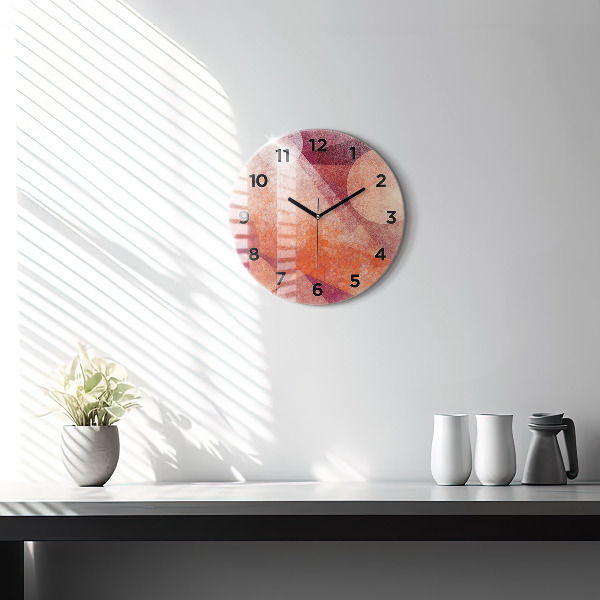 Round glass clock Geometric abstraction