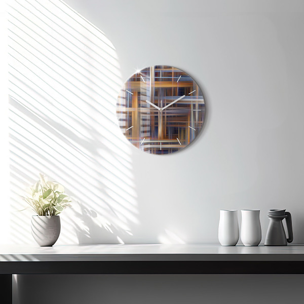 Round glass clock Abstract geometry