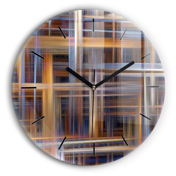 Round glass clock Abstract geometry