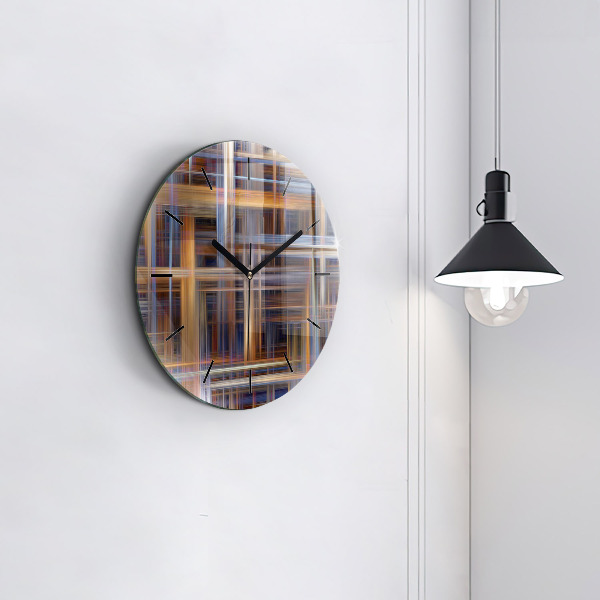 Round glass clock Abstract geometry
