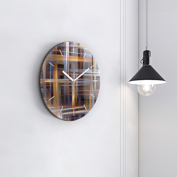 Round glass clock Abstract geometry