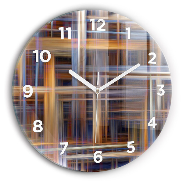 Round glass clock Abstract geometry