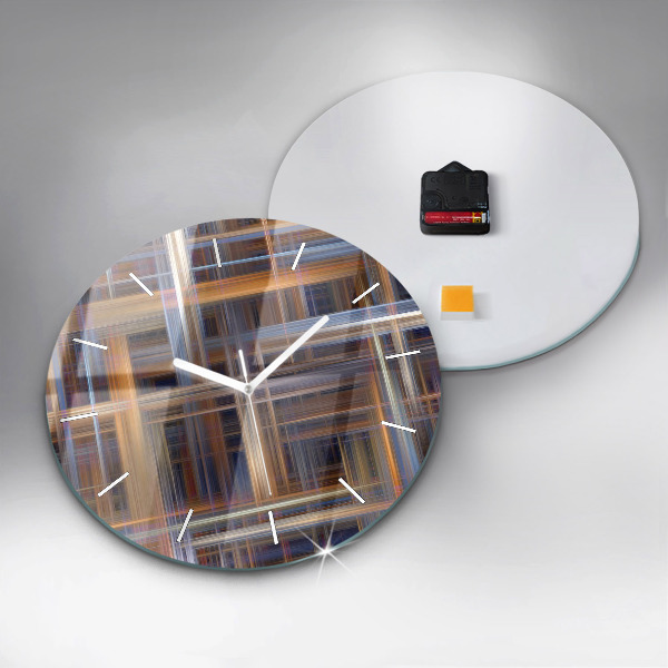 Round glass clock Abstract geometry