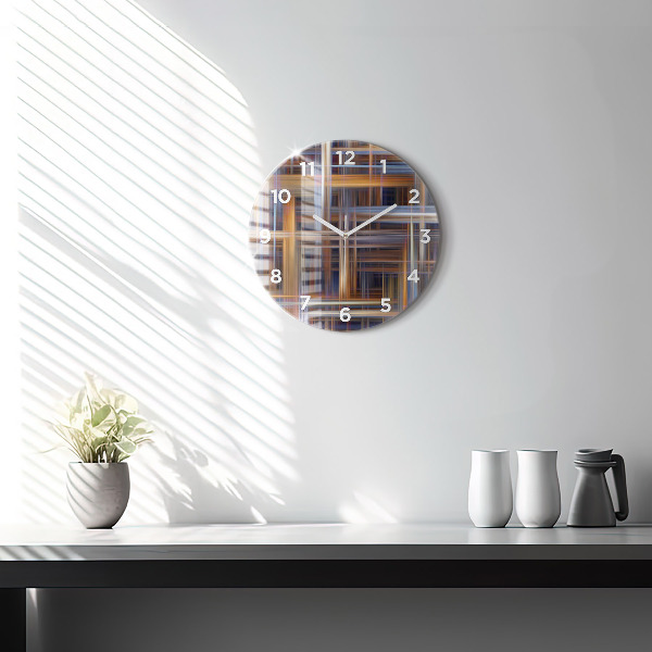 Round glass clock Abstract geometry