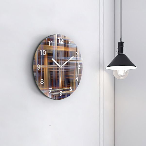 Round glass clock Abstract geometry