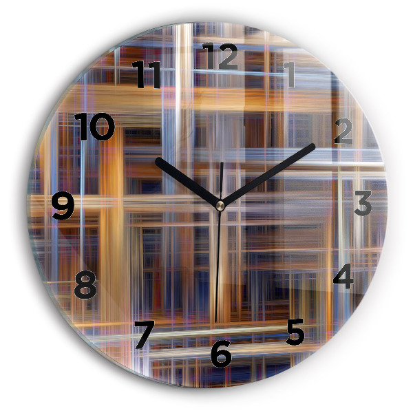 Round glass clock Abstract geometry