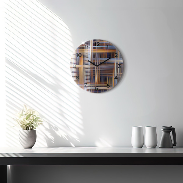 Round glass clock Abstract geometry