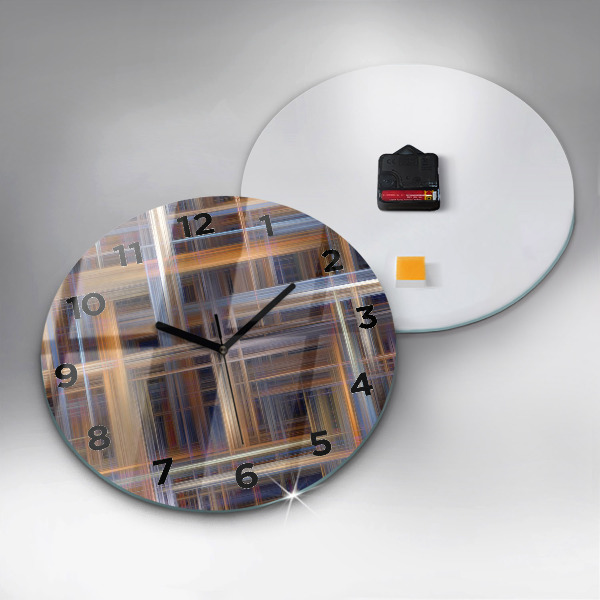 Round glass clock Abstract geometry