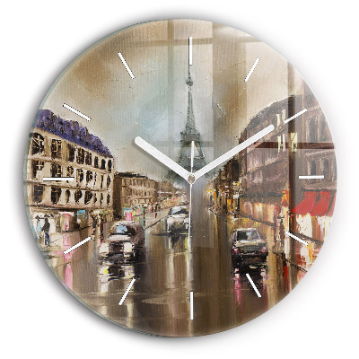 Round glass clock Architecture of the city of Paris