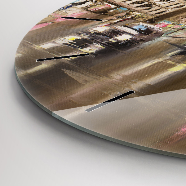 Round glass clock Architecture of the city of Paris