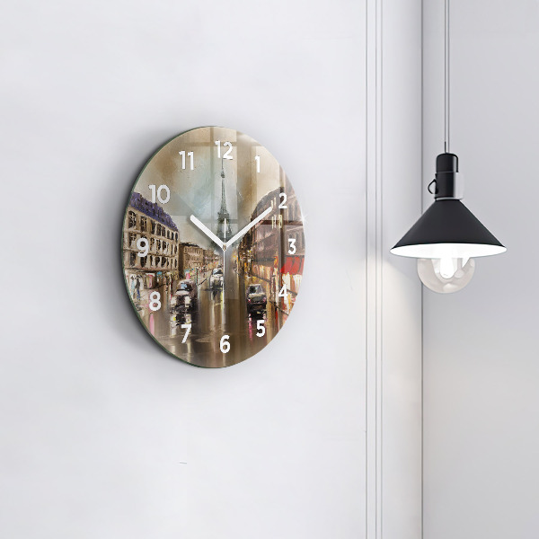 Round glass clock Architecture of the city of Paris