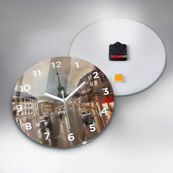 Round glass clock Architecture of the city of Paris