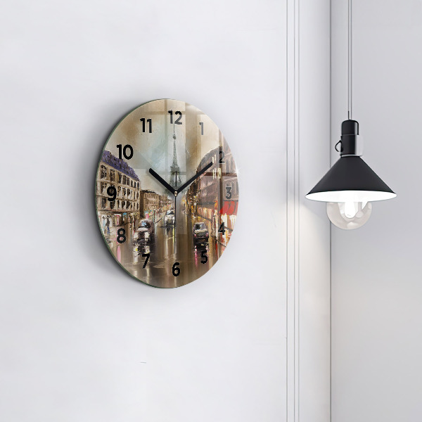 Round glass clock Architecture of the city of Paris