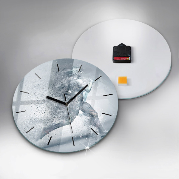 Round glass clock Running man