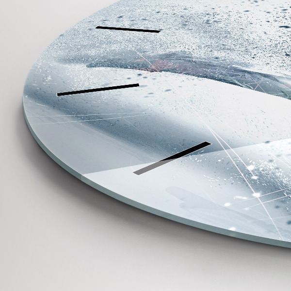 Round glass clock Running man
