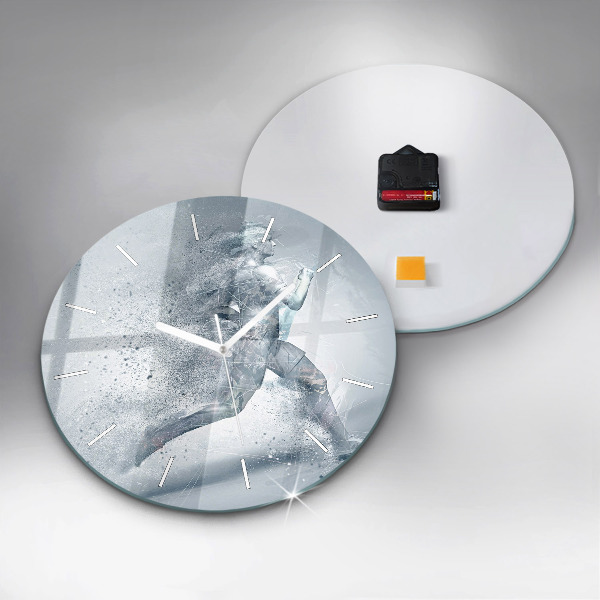 Round glass clock Running man
