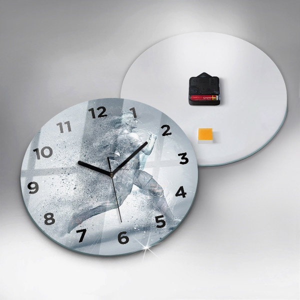 Round glass clock Running man