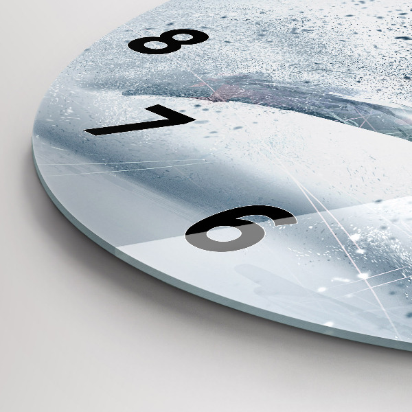 Round glass clock Running man