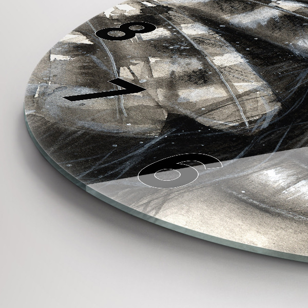 Round glass clock Painted portrait