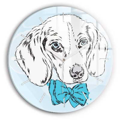 Round glass clock Puppy dog