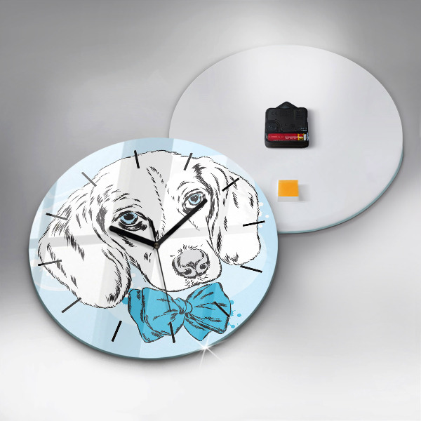 Round glass clock Puppy dog