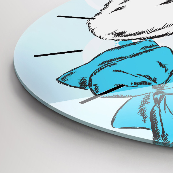 Round glass clock Puppy dog