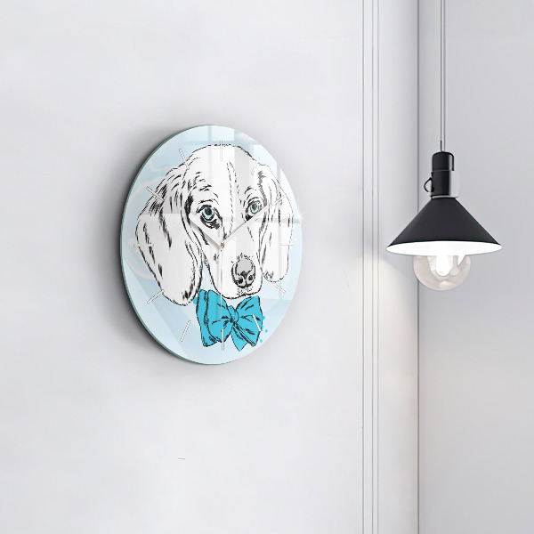 Round glass clock Puppy dog