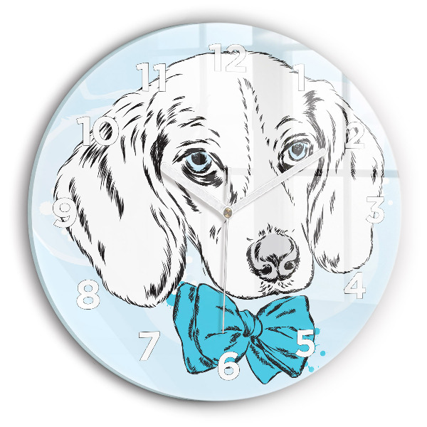 Round glass clock Puppy dog