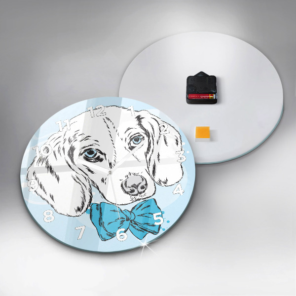 Round glass clock Puppy dog