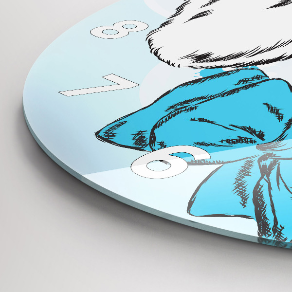 Round glass clock Puppy dog