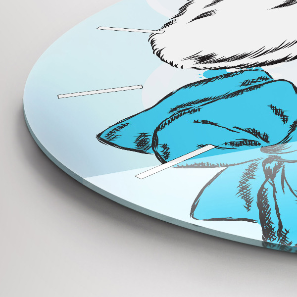 Round glass clock Puppy dog
