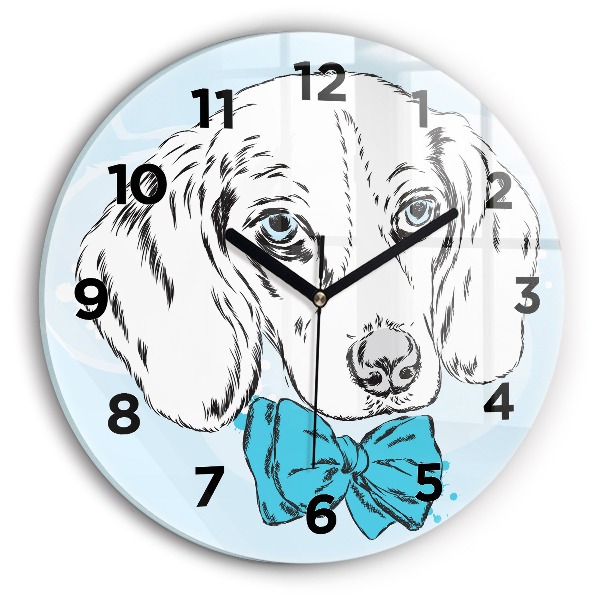 Round glass clock Puppy dog