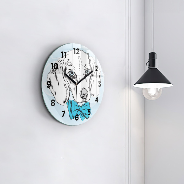 Round glass clock Puppy dog