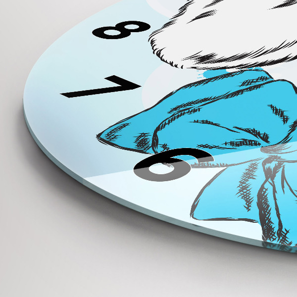 Round glass clock Puppy dog