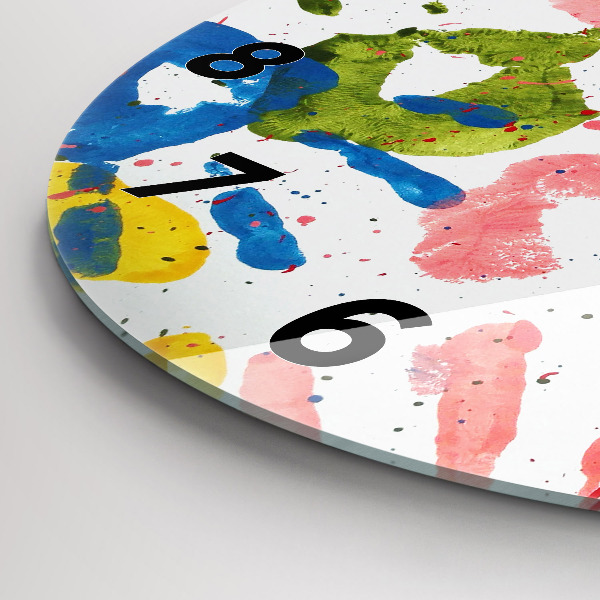 Round glass clock 'Children''s handprints'